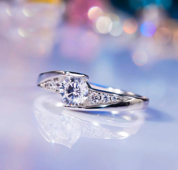 With Certified Original Sier Ring 0.5 Carat Zirconia Diamond Engagement Wedding Band Fine Jewelry Accessories for Women