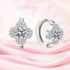925 Sterling Silver 0.5/1 Carat Moissanite Clover Earrings Stylish Design Sense High-End Light Luxury Niche Leisure Send Girlfri