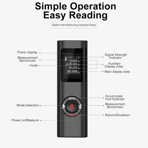 Mini Smart Rangefinder Intelligent 60M Digital Laser Rangefinde Usb Charging Rechargeable Handheld Distance Meter
