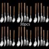 0cc6715df19a2976 30pcs Stainless Steel Imitation Wooden Handle Cutlery Set Dinnerware Clamp Western Tableware Knife Fork Tea Spoon