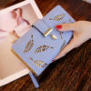 Fashion PU Leather Long Wallet Gold Hollow Leaves Pouch Handbag For Women Coin Purse Card Holders Clutch