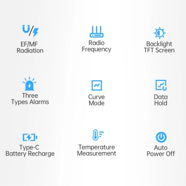 FNIRSI ERD-10 4-IN-1 Electromagnetic Radiation Detector, Electric & Magnetic Field Strength, RF Power, Temperature Monitor
