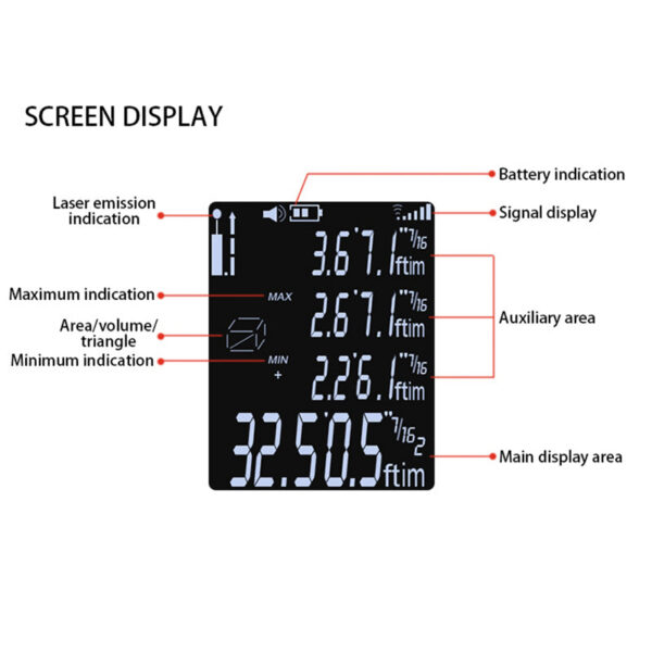 40m Protable Distance Meter Rechargeable Laser Rangefinder Diastimeter HD Backlight Digital Range Finder for Household