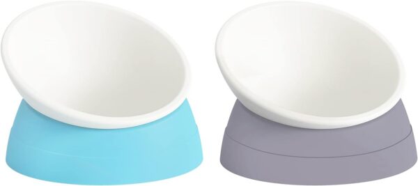 0d1348321226a510 2Pcs Cat Bowls Elevated Cat Food Bowl Adjustable Cat Dish Anti-Slip and Anti-Noise Raised Cat Bowl Protecting Pet’s Spine Thickened Plastic Bowl Suitable for Indoor Cats, 17 Oz