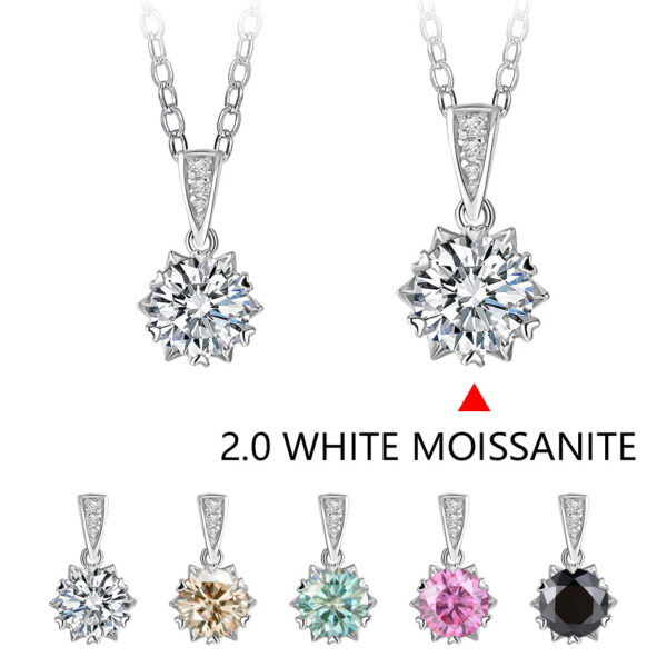 1 Carat Round Brilliant Cut D Color Pendant Sier Moissanite Diamond Test Past White Gemstone Necklace