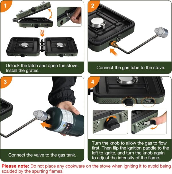 0d1736ef9e35a5eb 2 Burner Propane Camping Stove,Portable Folding Gas Stove for Camping with 17200 BTU,Two Adjustable Burners with Easy Carrying Handle&Inlet Gas Pipe,Outdoor Camp Stove for Camping Backpacking