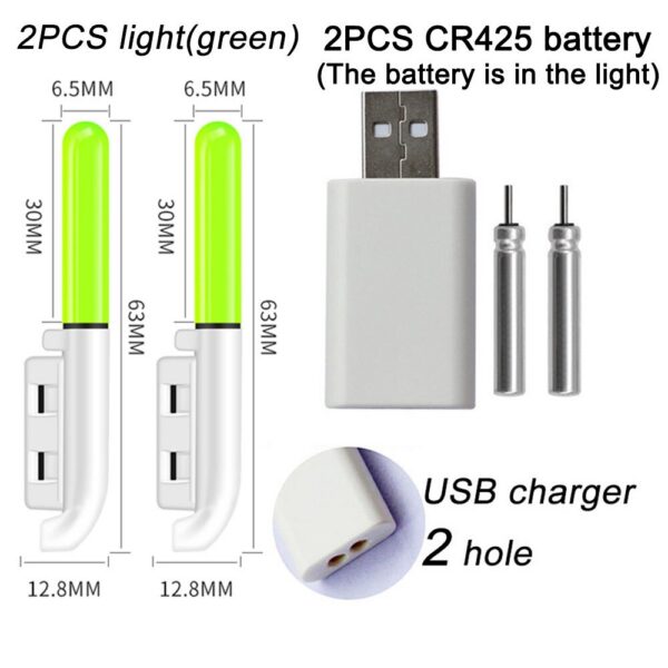 Fishing Light Stick Rod LED CR425 3.6V Lithium Battery USB Charge Kit Pesca Tool Luminous Tackle Night Bright Fluorescent Lamp