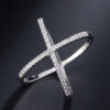 0d2e68dc55773fc2 New Design X shape Cross for Women Sterling Sier Diamond Statement Infinite Ring with Micro Paved Trendy Jewelry