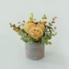 0d352ecad44e1912 Artificial Flowers Kit with Pot, Combination of Fake Silk Burgundy Red Roses and Greenery,Small Plant Potted Decor for Offices,Bookshelf,Bedroom, Living Room,Party,Wedding Decorations…