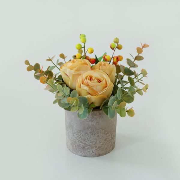 0d352ecad44e1912 Artificial Flowers Kit with Pot, Combination of Fake Silk Burgundy Red Roses and Greenery,Small Plant Potted Decor for Offices,Bookshelf,Bedroom, Living Room,Party,Wedding Decorations…