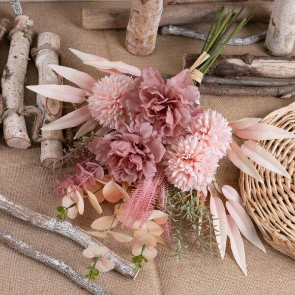KIRIFLY Artificial Fake Flowers Plants Silk Flower Arrangements Wedding Bouquets Decorations Plastic Floral Table Centerpieces for Home Kitchen Garden Party Décor (Purple White)