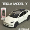 0d528991ae0bc59e 1:24 Tesla Y 3 S Metal Alloy Diecast Model Sound And Light Children's Toy Collectibles Birthday Gifts