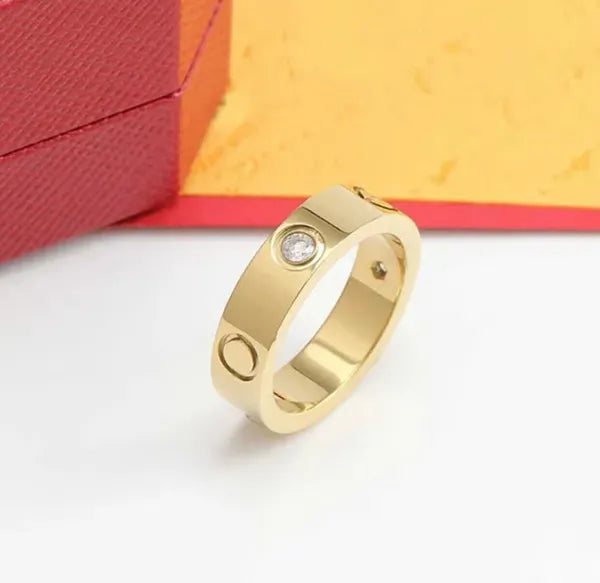 Original Engrave4 5 6mm Diamond Love Ring Gold Sier Rose 316L Stainless Steel Rings Woman Man Lover Wedding Jewelry Lady Party 6 7 8 9 10 11