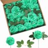 0d64c10b533ce111 Artificial Flower Foam Purple Rose 50pcs Real Looking Fake Rose with Stems Leaves for Home Decoration Party Garden Centerpieces DIY Wedding Bouquets(Purple)
