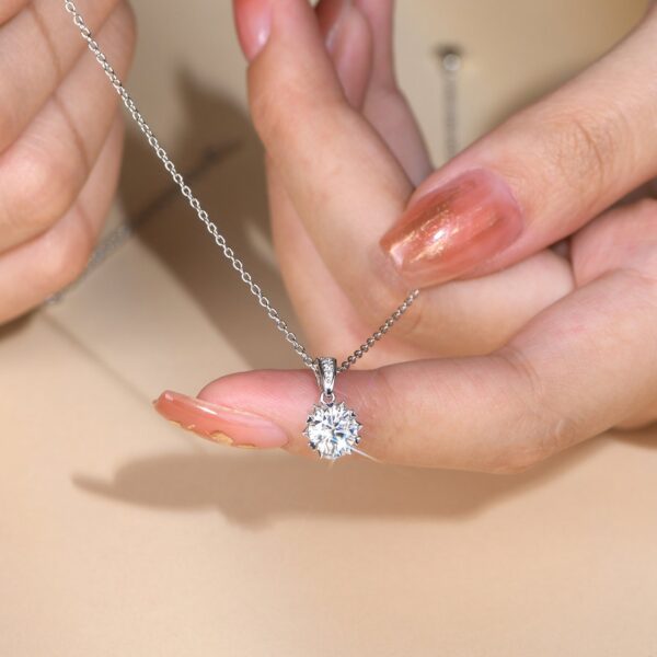 1 Carat Round Brilliant Cut D Color Pendant Sier Moissanite Diamond Test Past White Gemstone Necklace