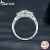 BAMOER 1.1CTTW Round Moissanite Ring for Women, White Gold Plated D Color VVS1 Lab Diamond 925 Sterling Silver Engagement Ring