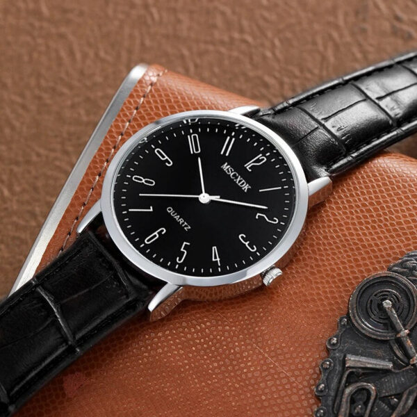 0d83115e15dd3f47 MSCXDK Brand 5pcs Black Quartz Watches Bracelet Men Business Casual Round Watch Life Tree PU Leather Bracelets Sets