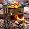 0d8667cda4f75151 Tragbarer Campingkocher aus Edelstahl – kompakter faltbarer Holzgrill für Rucksackreisen, Wandern & Grillen im Freien, winddichtes Design mit 360° Luftstrom & stabilem Boden (Survival Gear)