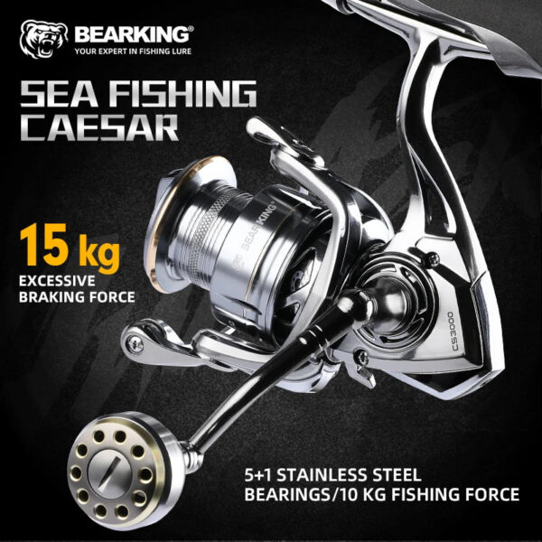 BEARKING CAESAR series 5+1BB stainless steel bearings drive system 5.2:1 fishing reel 15Kg maximum power rotary fishing reel