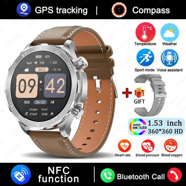 0db94f9843f85935 New GPS Track Smart Watch Men AMOLED HD Screen Outdoor Sports Fitness Heart Rate NFC IP68 Waterproof Bluetooth Call Smart Watch