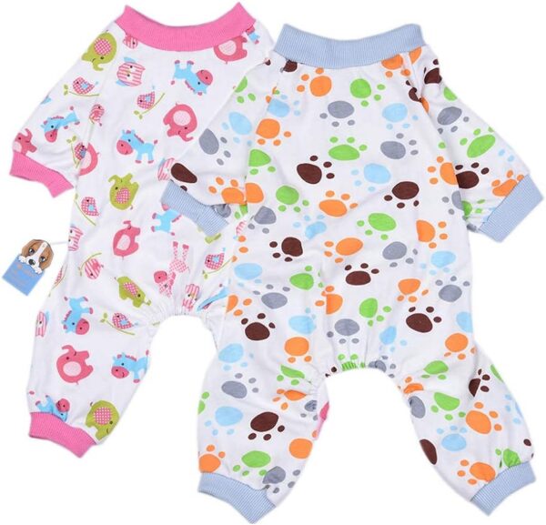 0dbabd6b586d9d83 2-Pack Dog Clothes Dogs Cats Onesie Soft Dog Pajamas Cotton Puppy Rompers Pet Jumpsuits Cozy Bodysuits for Small Dogs and Cats