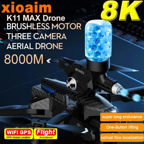 0dccbc9002feb9d4 For Xiaomi K11 MAX Launching Water Bombs Brushless Power Electric Adjustment Three Camera Drone Quadcopter Childs Toy