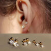 ) 925 Sterling Silver 0.3-1 Carat * 2 Moissanite Four-Claw Screw Earrings Fashion Casual High-End Design Sense Niche Lady