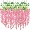 0de9f18b8d395d88 CEWOR 24pcs Wisteria Hanging Flowers 3.6ft Artificial Vines Fake Garland Silk Flower String for Wedding Party Garden Outdoor Greenery Home Wall Decoration (Purple)
