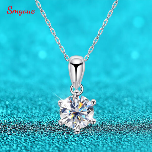 Smyoue D Color 0.5-5CT Moissanite Diamond Necklace for Women Round Pendant Birthday Gift S Sterling Sier Wedding Jewelry