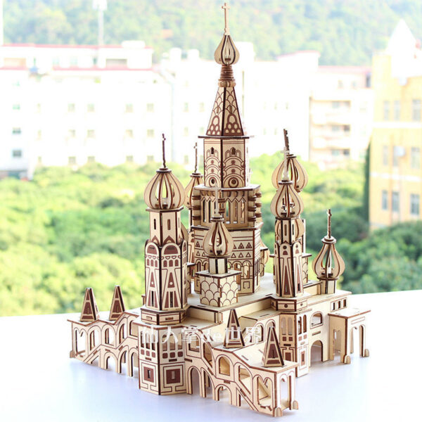 0e0ecd7fe3937eae 3D Wooden Puzzle Saint Basil's Cathedral Building House Kits Castle Villa Model Jigsaw Teen DIY Toys For Children Kids Gift