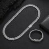 HOYON 10mm Lab Moissanite Diamond Cuban Chain Men's S Sier Plated Necklace Zircon Bracelet Hip Hop Rock Neck Collar Jewelry