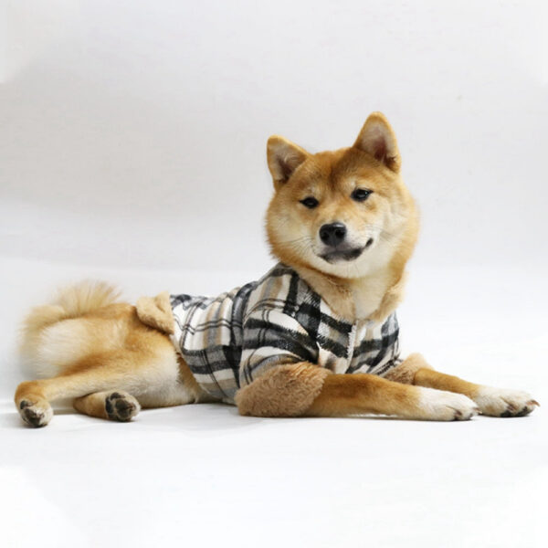 Winter Jacket Clothes Grid Warm Small Dogs Clothing With Fur Collar Cotton Pet Outfits French Bulldog Coat Vest Chihuahua
