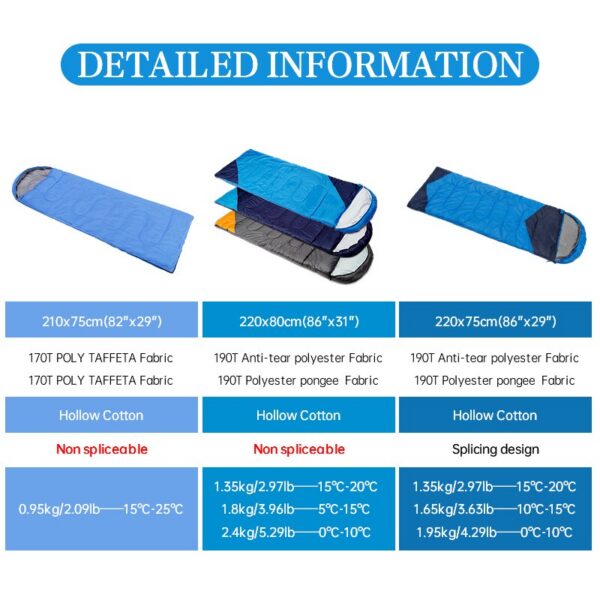 Camping Equipment Sleeping Bag for Outdoor Traveling Hiking Spring Summer Autumn Ultralight Waterproof Envelope Backpacking