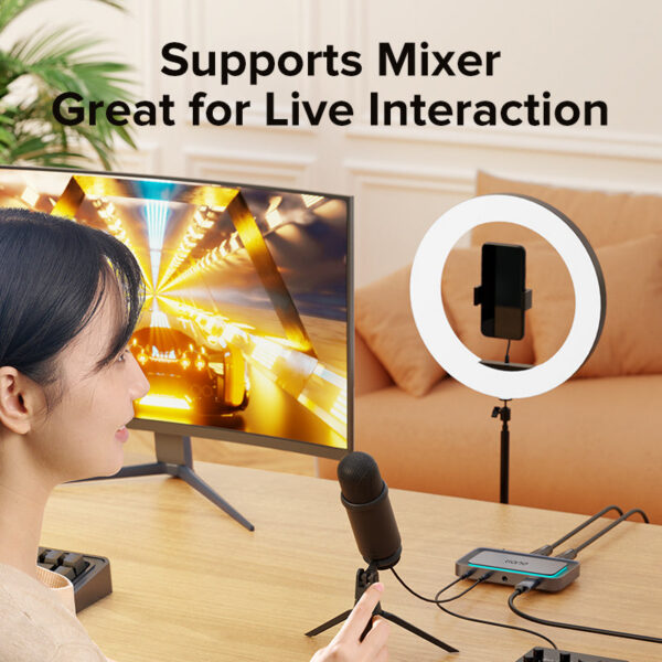 Llano Professional HDMI Live Stream Switcher 4K 60HZ Video Capture Card for Streaming Podcasting Compatible with PS5 Xbox Phone