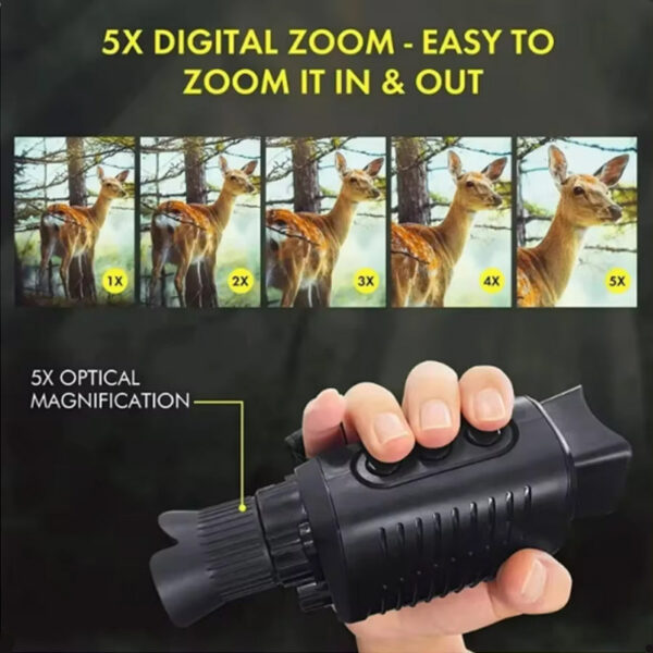 Monocular Night Vision Device 1080P HD Infrared Camera 5X Digital Light Zoom Hunting Telescope Outdoor Search Full Darkness 300m