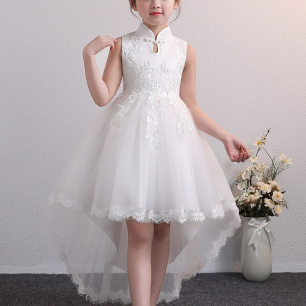 New Design Kids Dress For 4-12 Girls Wedding Party Tailing Tulle Elegant Princess Sleeveless Children’s Dresses TW1703
