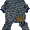 0e42df0ec4ededa9 Knitted Dog Pajamas, Dog Clothes for Small Dogs Girl Boy, Pet Onesie with Feet, Cat Outfit, Dark Heather Grey, Large
