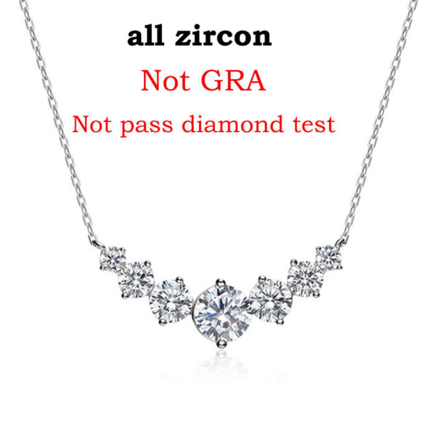 Smyoue 1.7-5CTTW All Moissanite Necklace for Women Smile Princesses Sparkling Diamond Pendant S Sterling Sier Plated PT950