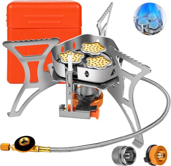 3900W Portable Windproof Camping Stove - Lightweight Propane Gas Burner with Piezo Ignition & Carrying Bag for Outdoor Cooking, Backpacking, Hiking, and Picnics