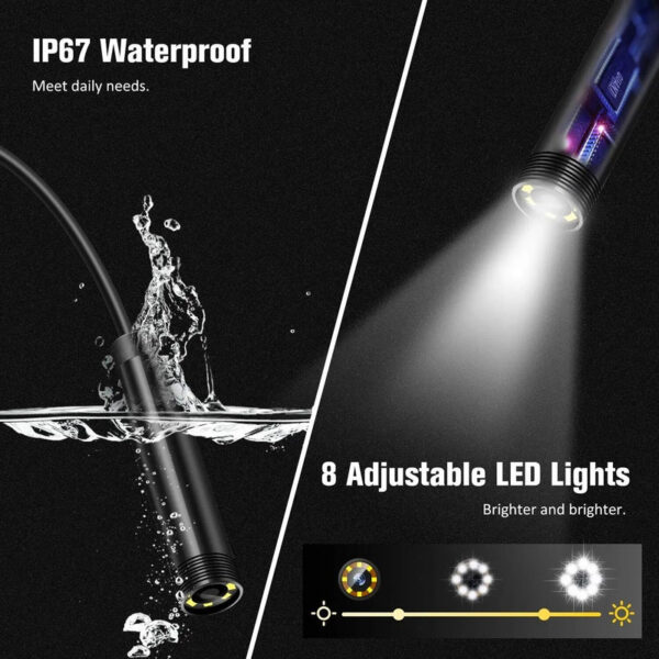 Industrial Endoscope 4.3inch IPS Screen IP67 Waterproof HD1080P 8mm Lens Pipe Sewer Inspection Camera Borescope For Car