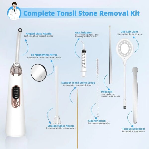 0e68628ca6ae064c Electronic Vacuum Tonsil Stone Remover Kit with 5 Suction Modes 10in1 Tonsil Stone Cleaner Mouth Cleaning Tool Oral Fresh Care