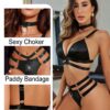 Avidlove for Women O-Ring Linked Cut Out Choker Bra and Panty Set Bondage Lingerie 3 Pieces