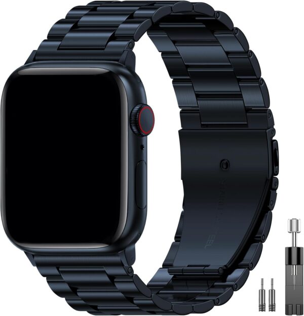 0e72d24935970420 EPULY Compatible with Apple Watch Band 42mm 44mm 45mm 38mm 40mm 41mm, Business Stainless Steel Metal Wristband for iWatch SE & Series 7 6 5 4 3 2 1 for Men Women (Silver, 41mm 40mm 38mm)