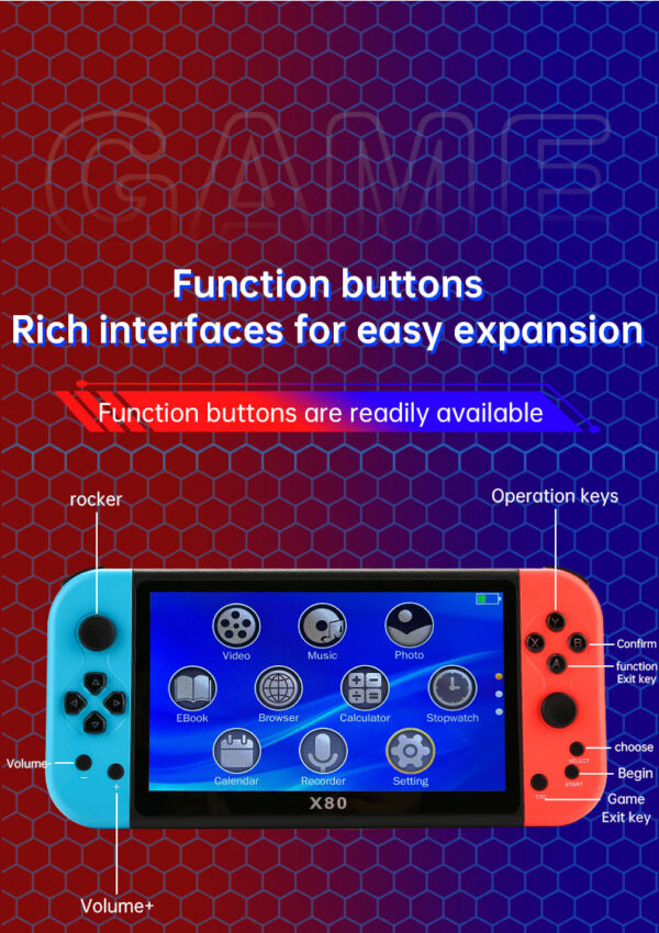 0e76675cba411f1f X80 large 7 inch TFT800*480 HD true color screen 3000mah handheld game console birthday Christmas gift