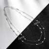 EWYA D Color Full 3/3.5mm Round Bubble Moissanite Diamond Tennis Necklace for Women Party S Sier 2-Layer Neck Chain