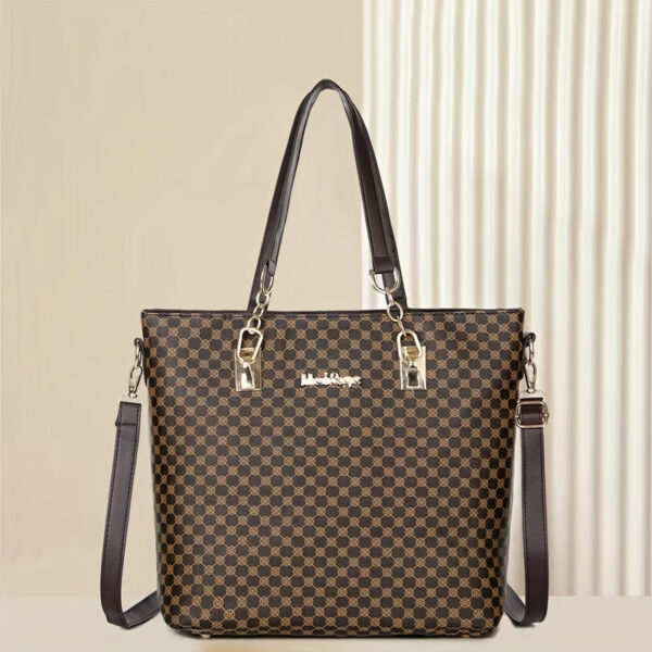0e9ec6c1c7926518 6pcs Tote Bag Boston Bag Clutch Purse Set, PU Leather Textured Shoulder Bag, Casual Versatile Commuter Bag