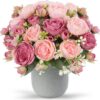Artificial Peonies Silk Flowers, Faux Peony Bouquet 4 Bundles Florals Arrangements Decor for Farmhouse Home Boho Wedding Table Centerpiece, Fake Plastic Flowers Bulk for Vase Decoration (Pink Purple)