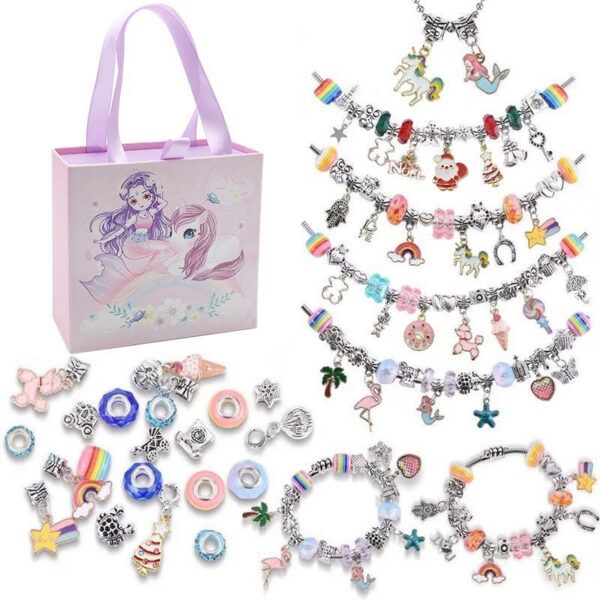 0edd60cb1d261a94 DIY Bracelet Jewelry Girl Kids Making Accessories Kit with Beads Pendant Charms Bracelets and Necklace String
