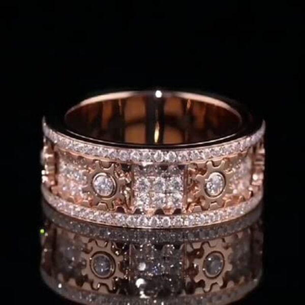 0ee6f09f9aa75c88 New 3D Band Ring Ornate Diamond Rotating Gear Spinner Rings Handmade Geometric Mechanical Decompression Anxiety Supplies