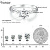 BAMOER D Color VVS1 EX Ring 1ct Round Moissanite Diamond Solitaire Engagement Sterling Sier Rings For Women